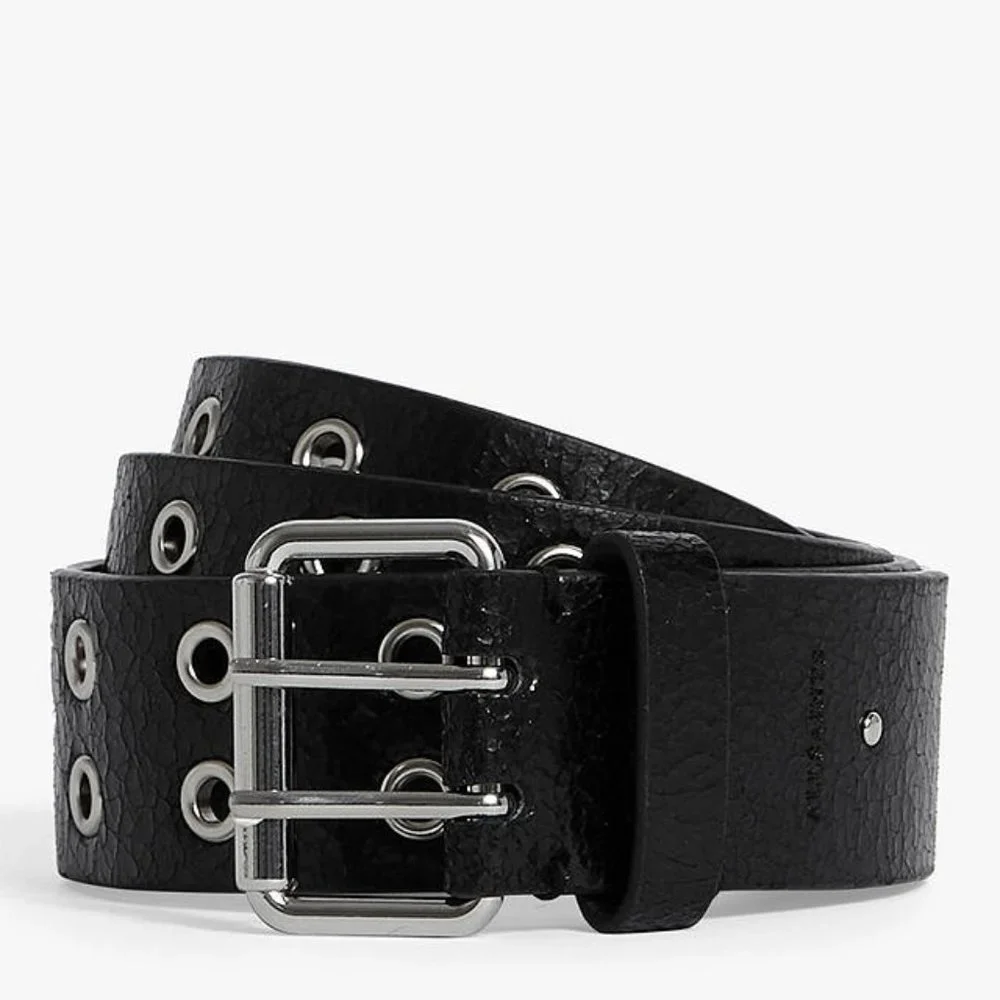 NWOT Allsaints Andree Black Leather Studded Belt M/L - Picture 1 of 4
